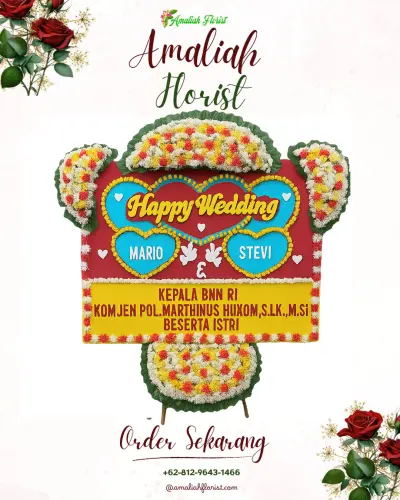 Karangan Papan Bunga Pernikahan di Keputih